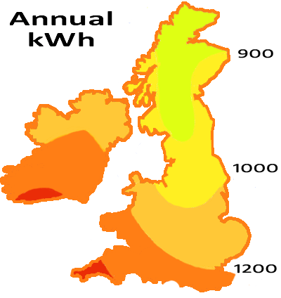 UK solar radiation map.